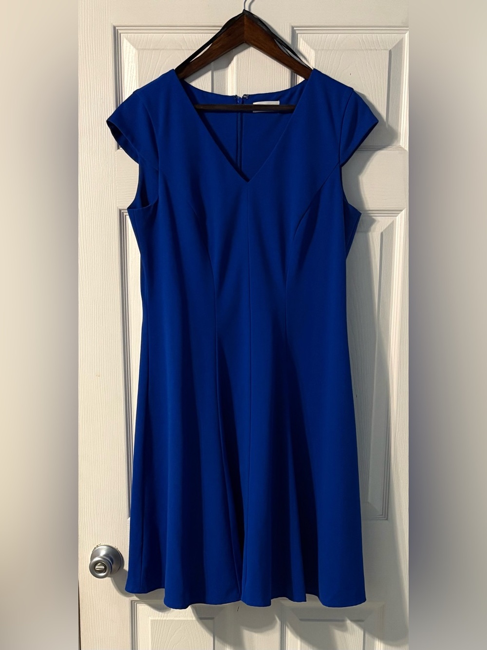 Calvin Klein Royal Blue V-Neck Midi Dress